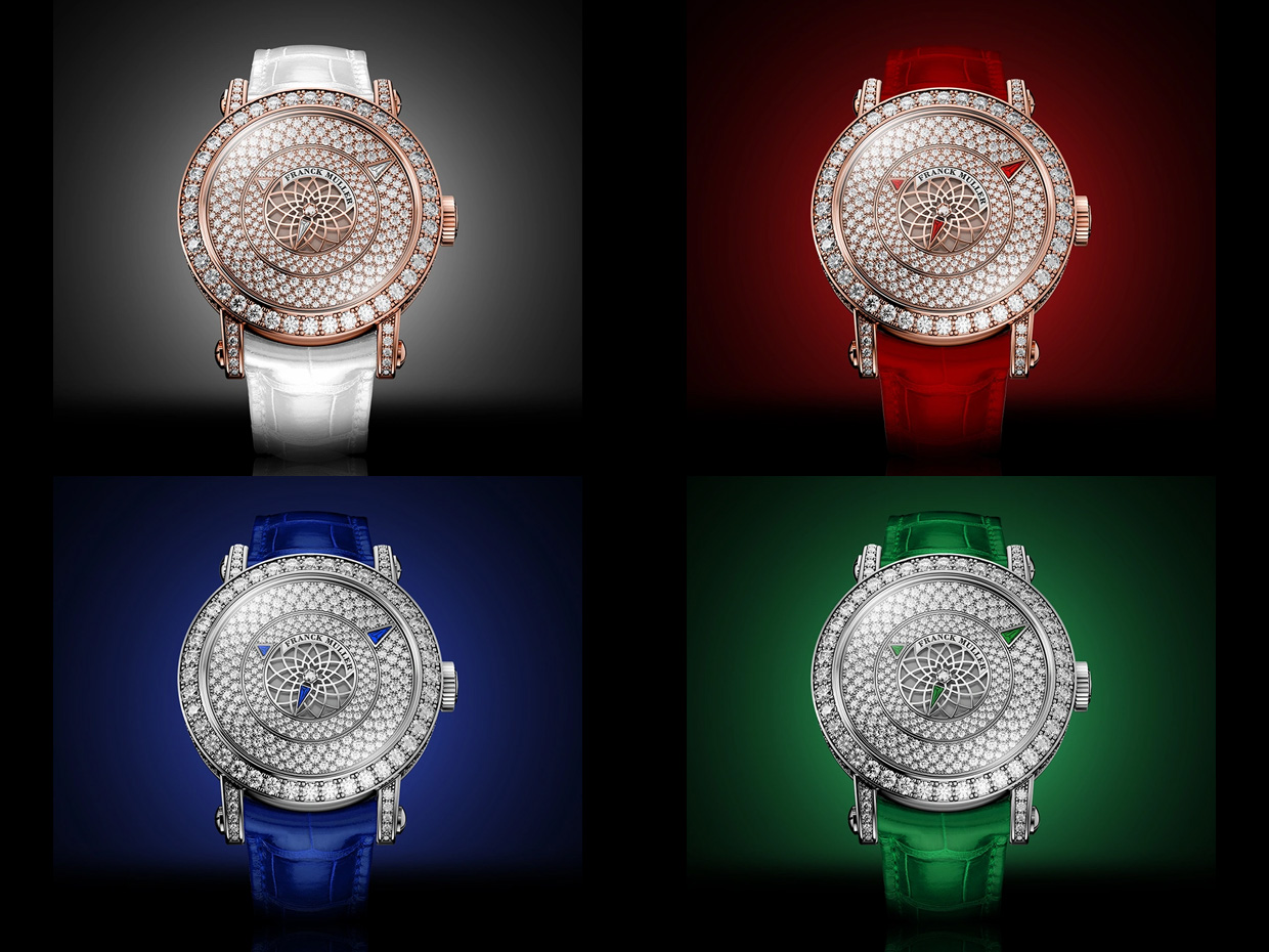 Franck Muller released Round Triple Mystery, a collection of diamond -studded gold watches