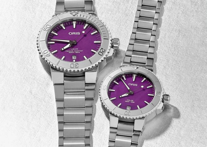 ORIS New Release of Couple Aquis Ben Bridge Limited Edition Watches with Mother of Pearl Purple Dial